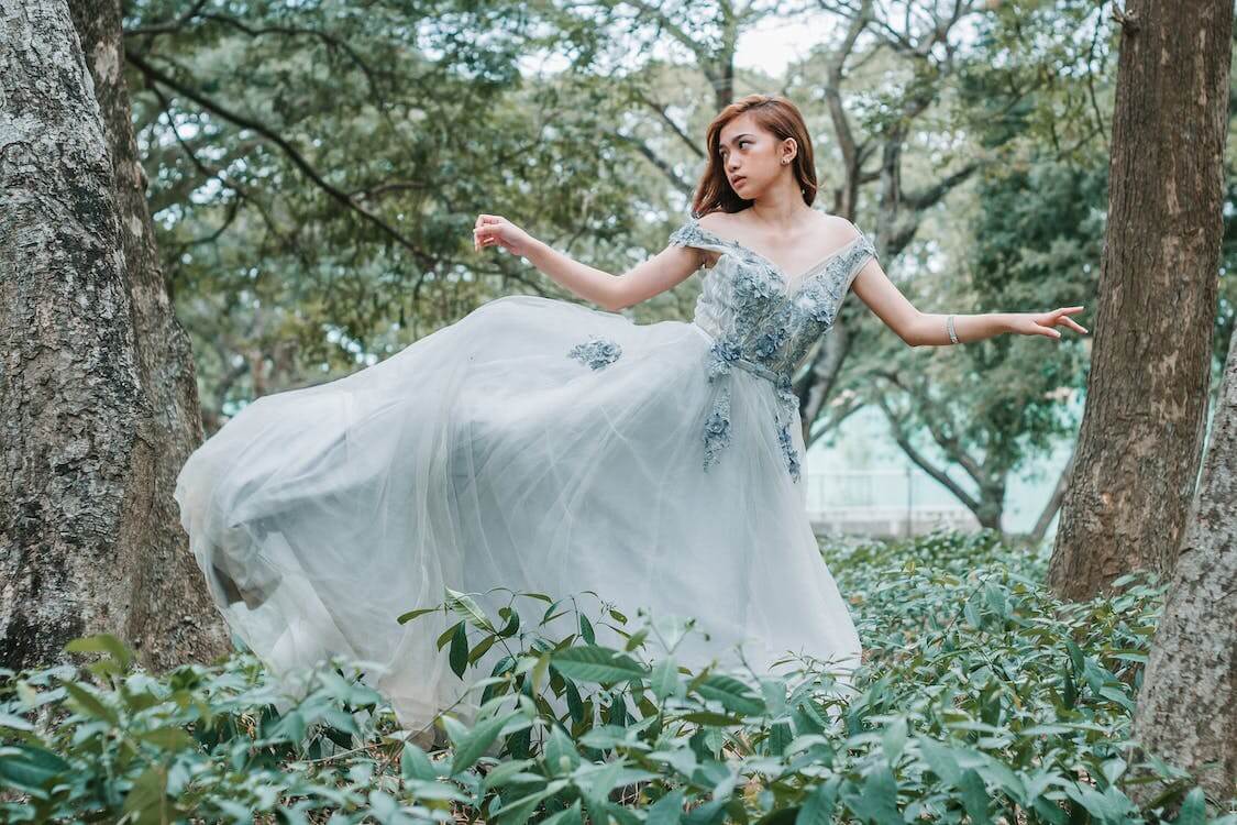 Portrait Of A Beautiful And Gentle Girl In Elegant Gown Posing Outdoor.  Stock Photo, Picture and Royalty Free Image. Image 88394009.