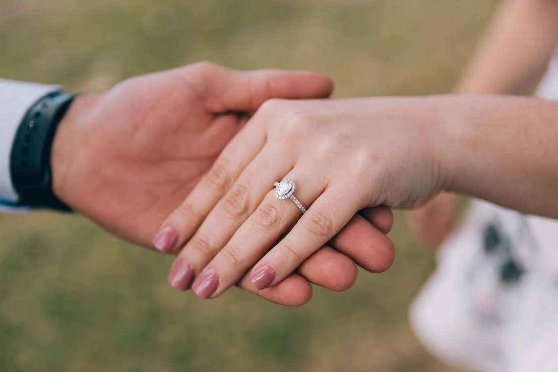 Photo of A unique engagement ring photo idea for couples