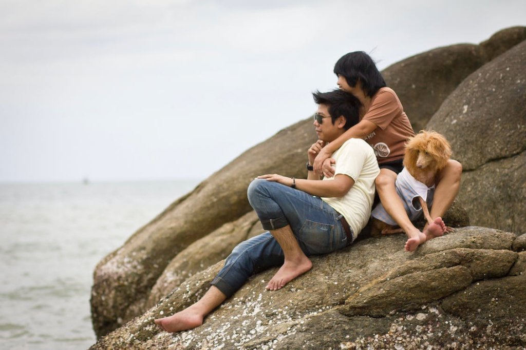 Sitting Pose on The Beach and Rocks