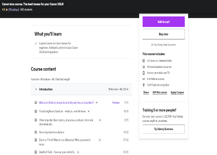 Lens Course - The Best Lenses for Your Canon (Udemy)