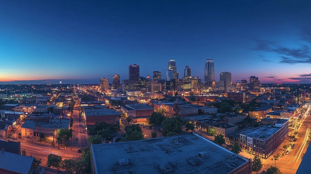 Blue Hour Cityscape from a Rooftop